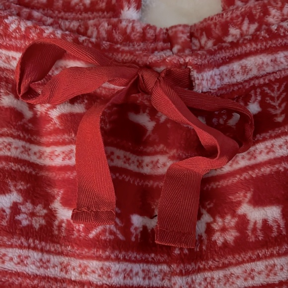 BODY CANDY 🎄🦌 RED PLUSH FLEECE WINTER REINDEER PAJAMA LOUNGE PANTS Women’s Jr. L - Picture 4 of 6
